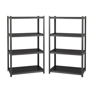 Home Square 60&quot Height 4-Shelf Metal Unit Set in Gunmetal Gray/Black (Set of 2)