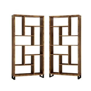 home square 2 piece modern bookcase set in antique nutmeg and black