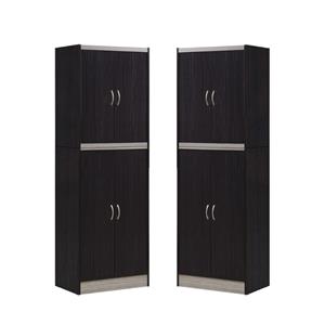 home square 4 shelf kitchen pantry set in chocolate-grey (set of 2)