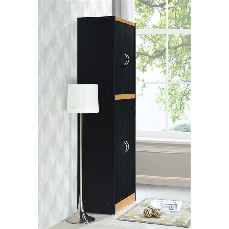 Home Square 4 Shelf Wood Kitchen Pantry Set in Black-Beige (Set of 2)