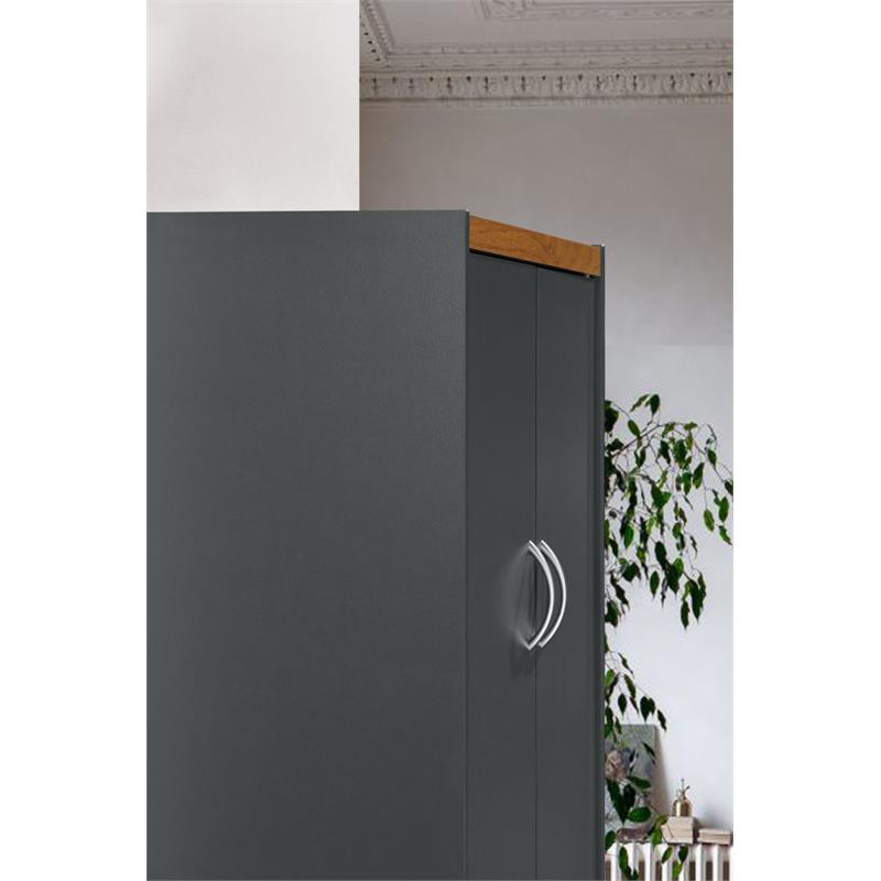 Home Square 4 Shelf Wood Kitchen Pantry Set in Gray Oak (Set of 2)