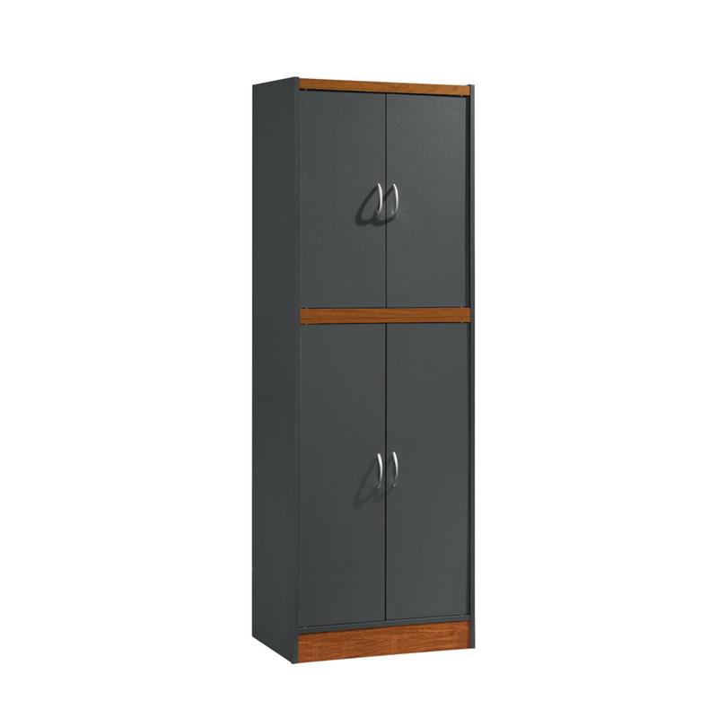 Home Square 4 Shelf Wood Kitchen Pantry Set in Gray Oak (Set of 2)