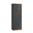 Home Square 4 Shelf Wood Kitchen Pantry Set in Gray Oak (Set of 2)