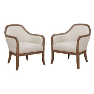 home square 2 piece farmhouse style accent chair set in beige