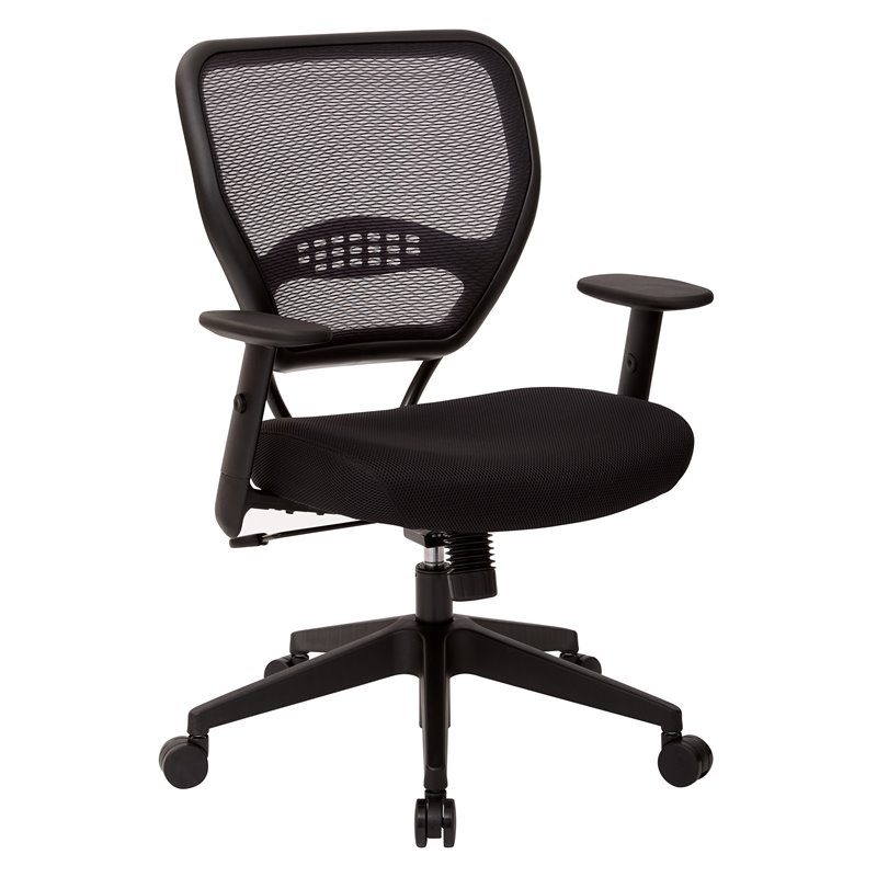 Home Square 2 Piece AirGrid Back Managers Chair with Fabric Seat Set in Black