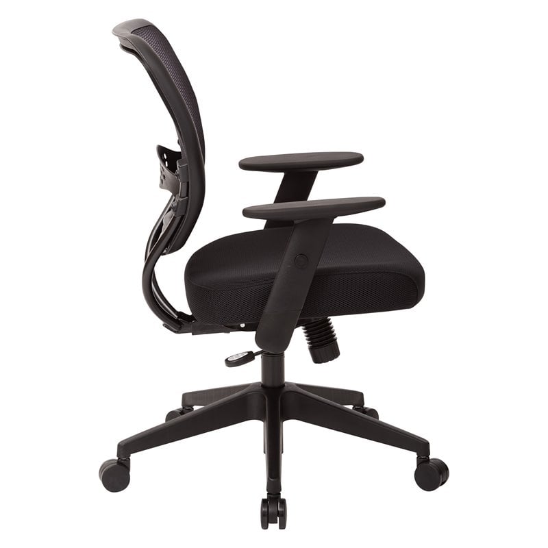 Home Square 2 Piece AirGrid Back Managers Chair with Fabric Seat Set in Black