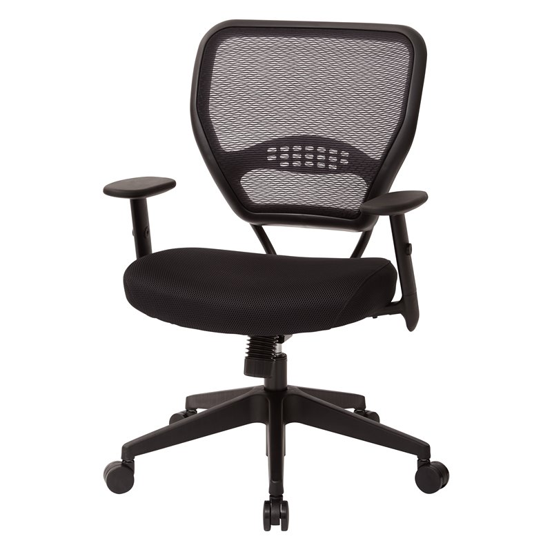 Home Square 2 Piece AirGrid Back Managers Chair with Fabric Seat Set in Black
