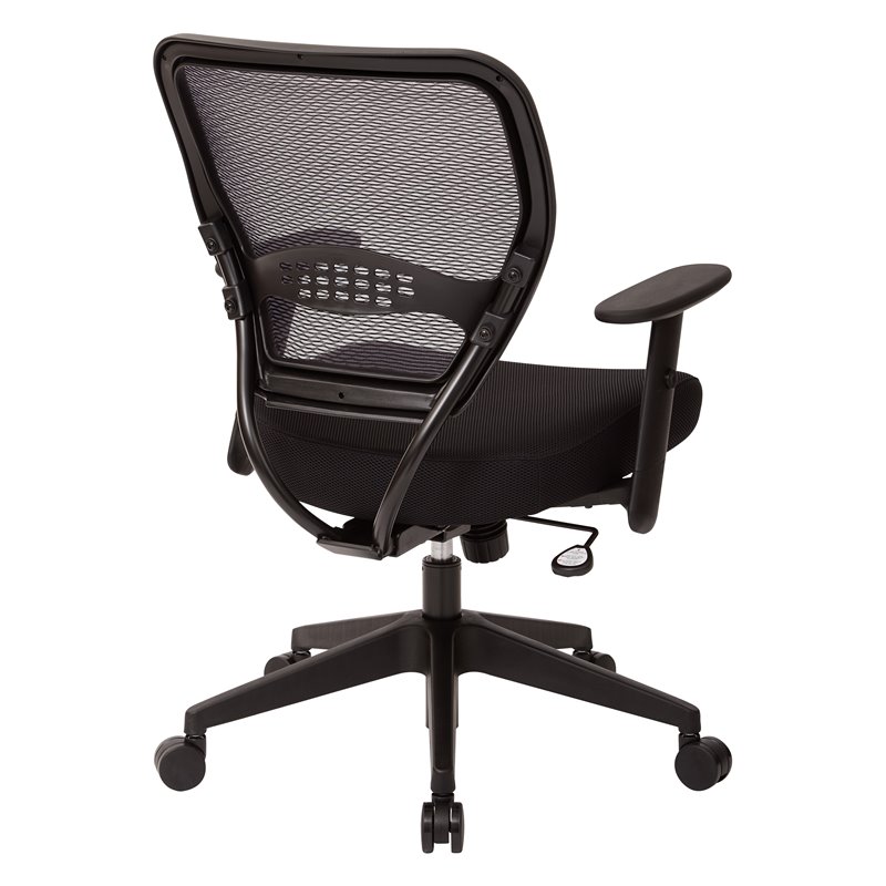 Home Square 2 Piece AirGrid Back Managers Chair with Fabric Seat Set in Black
