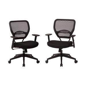 Home Square 2 Piece AirGrid Back Managers Chair with Fabric Seat Set in Black