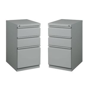 Home Square 2 Piece Metal File 3-Drawer Box/Box/File Set in Silver Gray