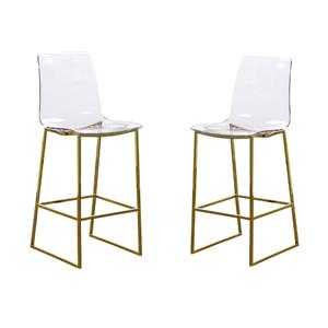 Home Square 2 Piece Acrylic Seat Counter Stool Set in Polished Brown