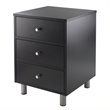 Home Square Three Drawers Wood Accent Table Set in Black (Set of 2)