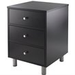 Home Square Three Drawers Wood Accent Table Set in Black (Set of 2)