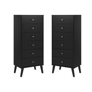home square 6 drawer wood chest set (set of 2)