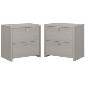 Home Square 2 Drawer Wood Filing Cabinet Set in Gray Sand (Set of 2)