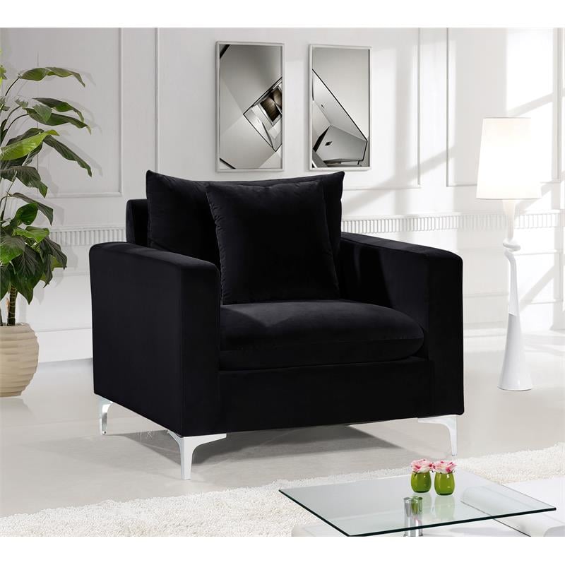 Home Square 2 Piece Upholstered Velvet Accent Chair Set in Black