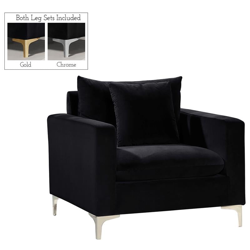 Home Square 2 Piece Upholstered Velvet Accent Chair Set in Black