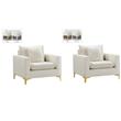 Home Square 2 Piece Upholstered Velvet Accent Chair Set in Cream White