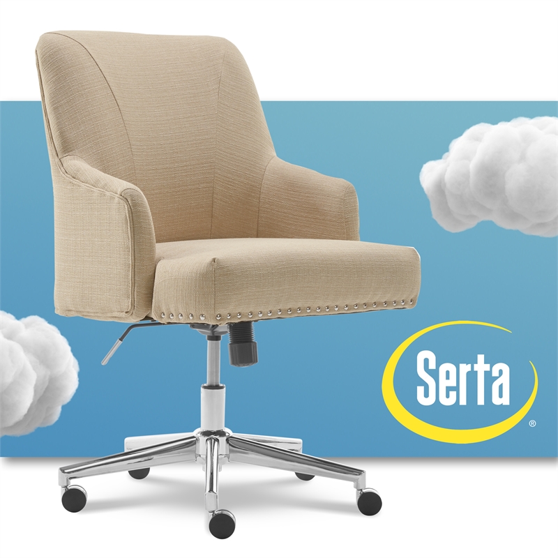 Home Square 2 Piece Upholstered Linen Home Office Chair Set in Stoneware Beige