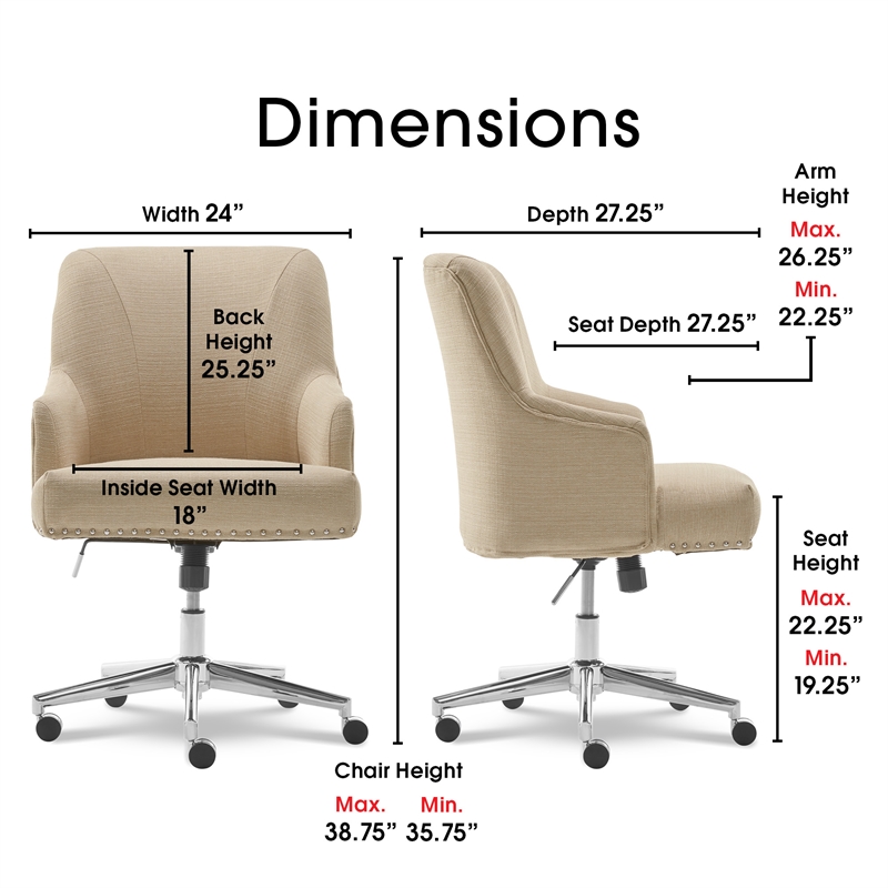 Home Square 2 Piece Upholstered Linen Home Office Chair Set in Stoneware Beige