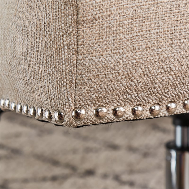 Home Square 2 Piece Upholstered Linen Home Office Chair Set in Stoneware Beige