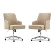 Home Square 2 Piece Upholstered Linen Home Office Chair Set in Stoneware Beige