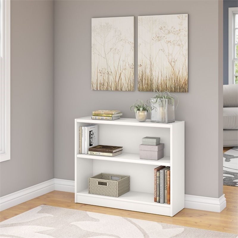 Home Square 2 Shelf Engineered Wood Bookcase Set in Pure White (Set of 2)