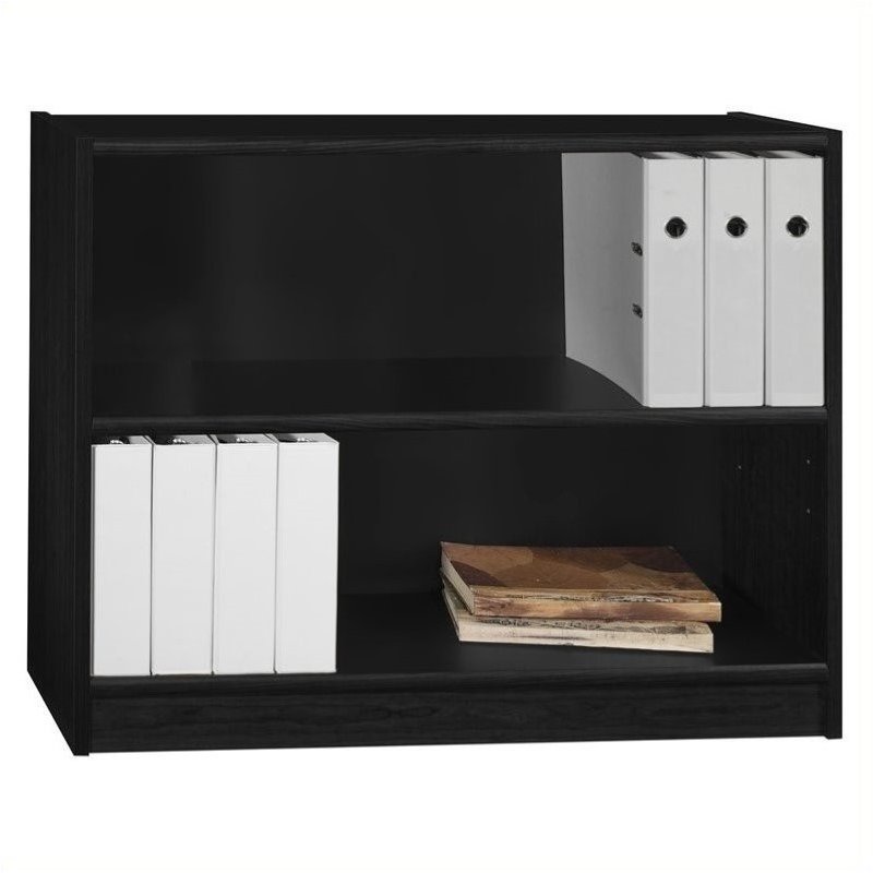 Home Square 2 Shelf Engineered Wood Bookcase Set in Classic Black (Set of 2)