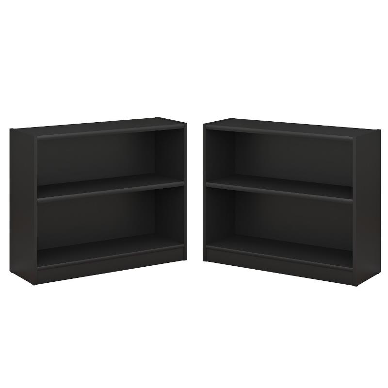 Home Square 2 Shelf Engineered Wood Bookcase Set in Classic Black (Set of 2)