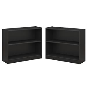 Home Square 2 Shelf Engineered Wood Bookcase Set in Classic Black (Set of 2)