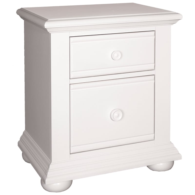Home Square 2 Drawer Wood Night Stand Set in White (Set of 2)