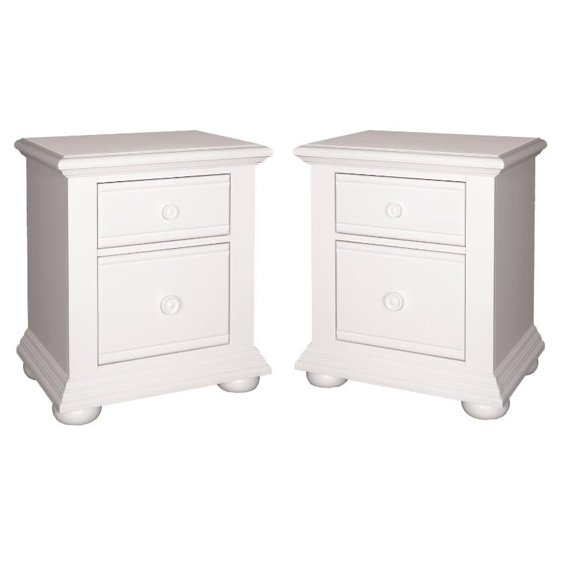 Home Square 2 Drawer Wood Night Stand Set in White (Set of 2)