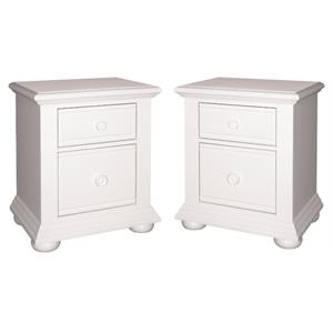Home Square 2 Drawer Wood Night Stand Set in White (Set of 2)