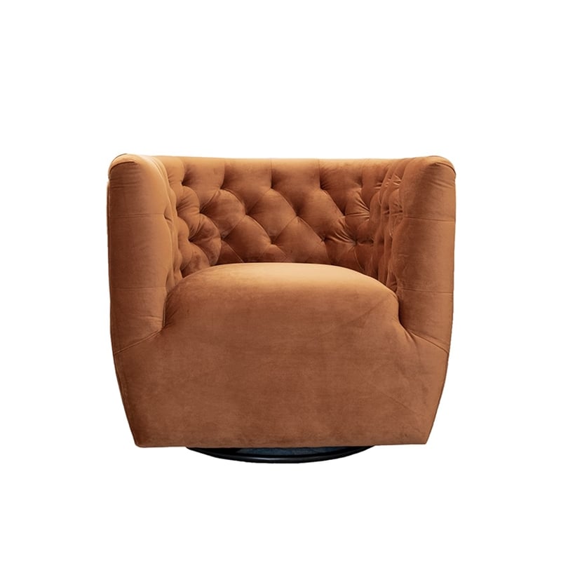 Home Square 2 Piece Swivel Velvet Accent Chair Set in Burnt Orange
