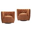 Home Square 2 Piece Swivel Velvet Accent Chair Set in Burnt Orange