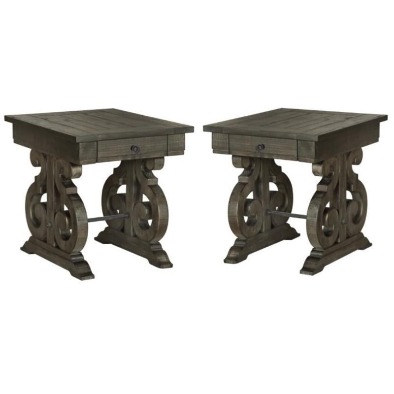 Home Square 1 Drawer Wood Top End Table Set in Peppercorn