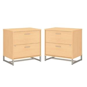 home square 2 drawer lateral filing cabinet set in natural maple (set of 2)