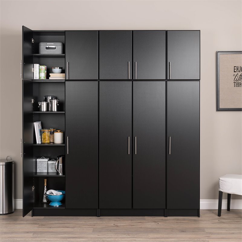 Home Square 2 Piece MDF Door Narrow Cabinet Set in Black