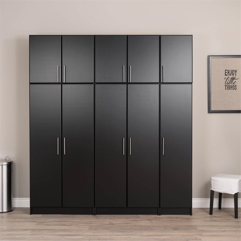 Home Square 2 Piece MDF Door Narrow Cabinet Set in Black