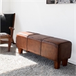 Home Square 2 Piece Genuine Leather Bench Set in Espresso Brown