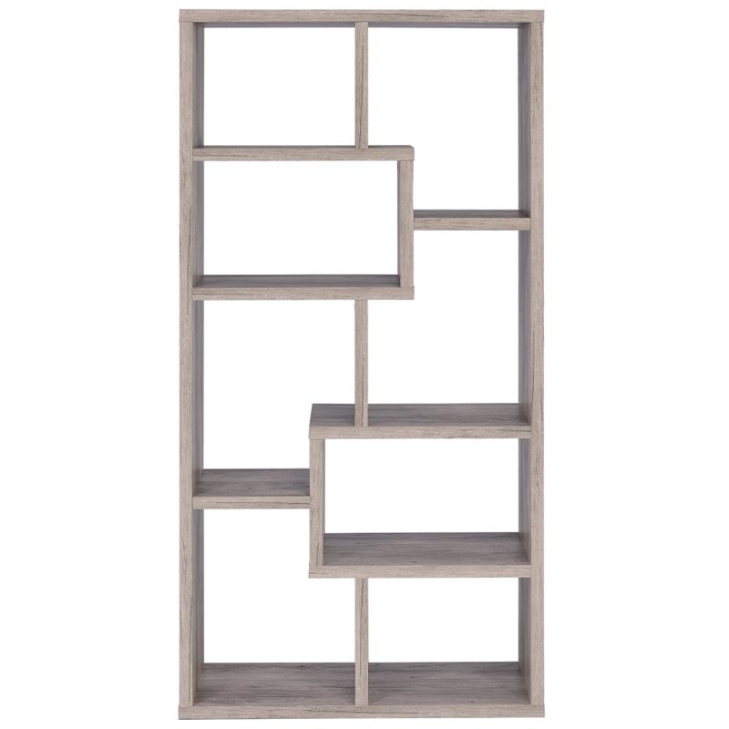 Home Square 2 Piece Asymmetrical Driftwood Bookcase Set in Gray