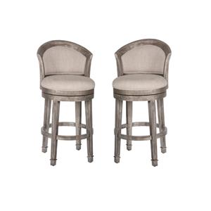 home square 2 piece upholstered fabric swivel bar stool set in distressed gray