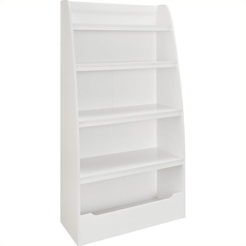 Home Square 4-shelf Wood Bookcase Set in White (Set of 2)