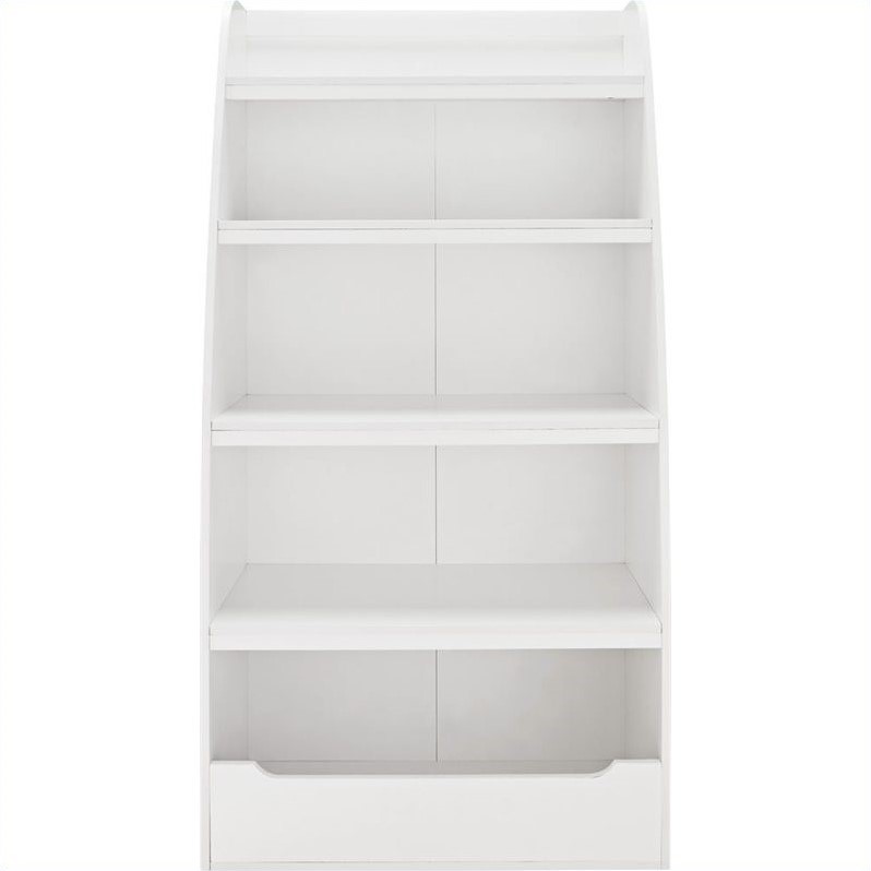 Home Square 4-shelf Wood Bookcase Set in White (Set of 2)