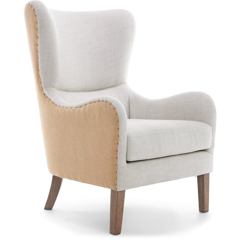 Home Square 2 Piece Fabric Wingback Chair Set in Two-Toned Beige