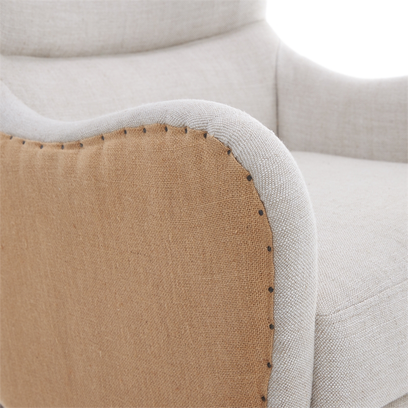 Home Square 2 Piece Fabric Wingback Chair Set in Two-Toned Beige