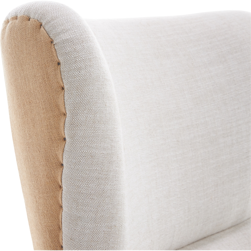 Home Square 2 Piece Fabric Wingback Chair Set in Two-Toned Beige