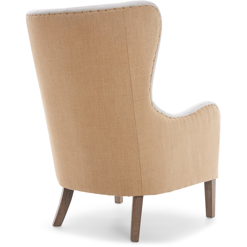 Home Square 2 Piece Fabric Wingback Chair Set in Two-Toned Beige