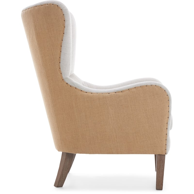 Home Square 2 Piece Fabric Wingback Chair Set in Two-Toned Beige