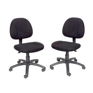 home square 2 piece adjustable dx fabric posture office chair set in black